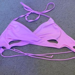 Pink crossed bathing suit top